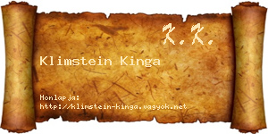 Klimstein Kinga névjegykártya